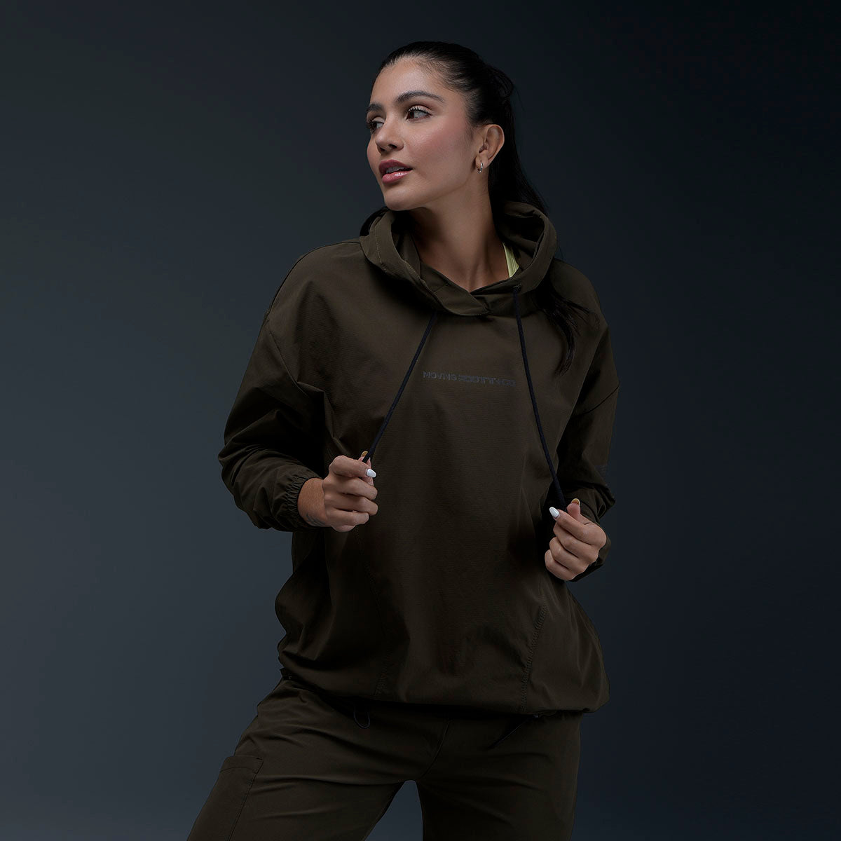 Hoodie Deportivo Oversize Verde Mujer