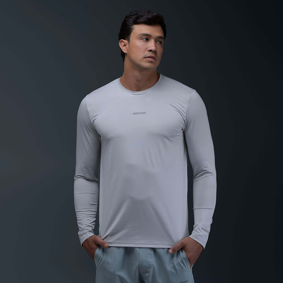 Camiseta Manga Larga Deportiva Gris