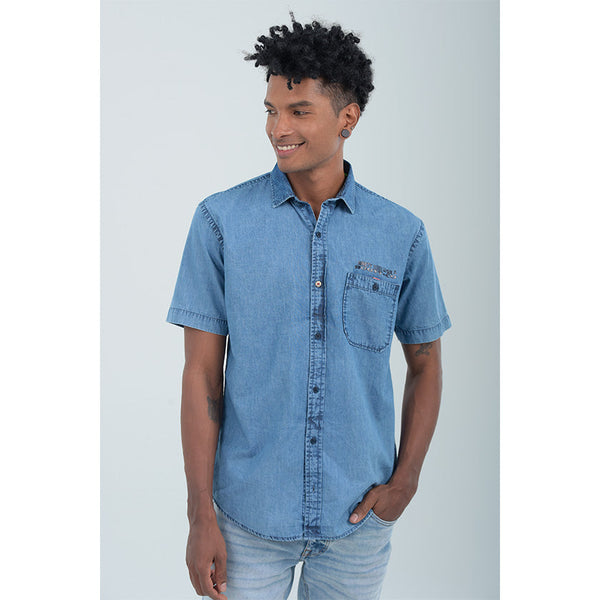 Camisa Denim Manga Corta